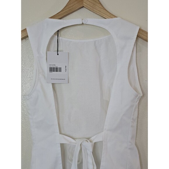 Princess Polly Womens Lilitina Top White Size US 4 New Linen Blend Open Back - Picture 6 of 10